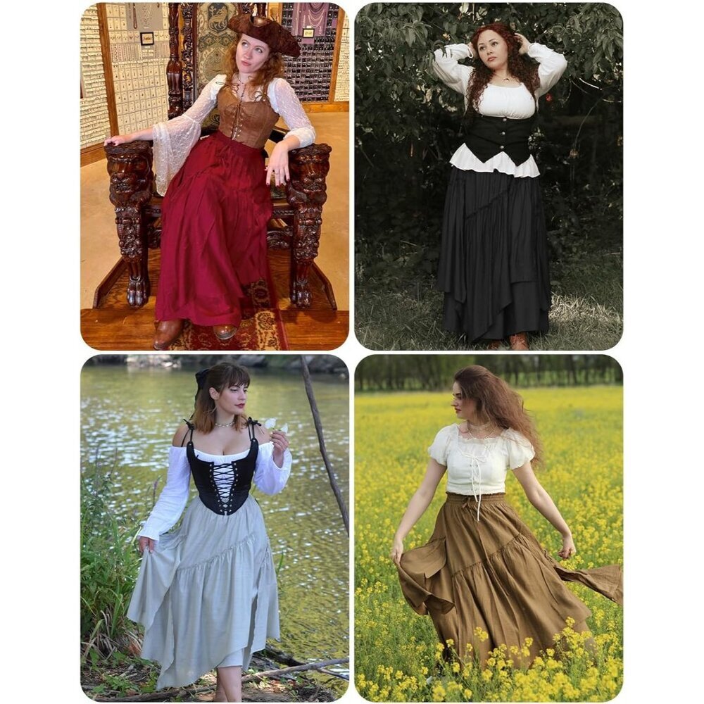 Long Skirt Women Plus Size Crepe Layered Maxi with Pockets Casual Wear - Picture 5 of 9